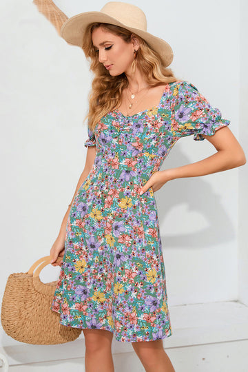 Blomstertrykt sommer casual kjole